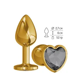 Zlatna analna čaura sa crnim kristalom srce malo