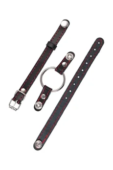 Pecado BDSM geg, prsten od 39 mm, sa crvenim šavovima, koža, crna