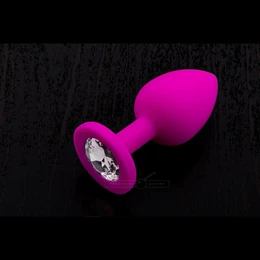 Mali silikonski čep sa kristalom, roze, 7,5 cm.