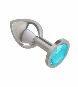 Srebrna analna čaura sa plavim kristalom je srednja