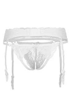 Erotski komplet Erolanta Lingerie Collection: pojas za čarape i gaćice čipka, bela (50-52)