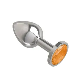 Srebrna analna čaura sa narandžastim kristalom mala