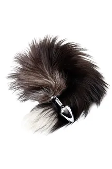 Analna čaura Metal bi TOIFA sa repom crno-smeđe lisice, metal, srebro, 45 cm, Ø 2,7 cm