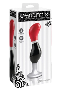 Analni stimulator ceramik No 3 keramička crno-crvena