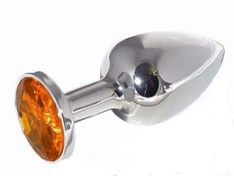 Analna čaura sa kristalom srednje narandžaste 8 cm