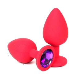 Analna čaura crvena sa velikim ljubičastim kristalom 9 cm