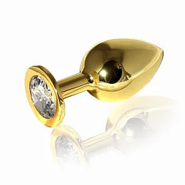 Velika zlatna kristalna analna čaura bezbojna 9 cm