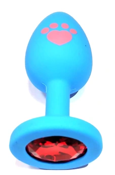 Analna čaura plava sa šapa uzorak mala kristal crvena 7 cm