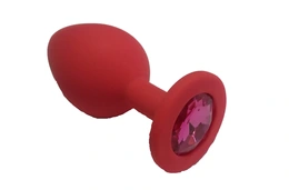 Analna čaura crvena sa kristalom Medium Pink 8 cm