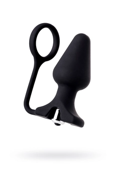 Analni čep sa erotist prstenom silikon crni 9,7 cm