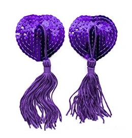 Пэстисы наклейки на грудь в форме сердечек фиолетовые