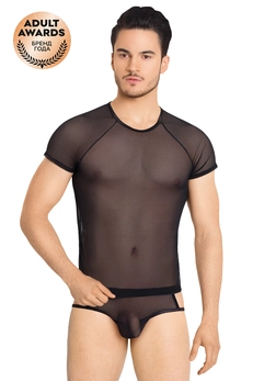 Mrežasto odelo sa izrezima sa strane muške softline kolekcije majica kratke hlače Crna XL