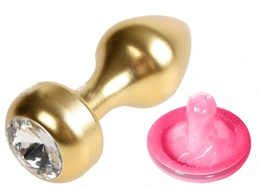 Analna čaura sa kristalom Gold Butt Plug Diamond 7,8 cm