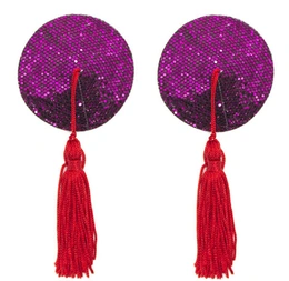 Пэстисы наклейка на грудь фиолетовые с кисточкой