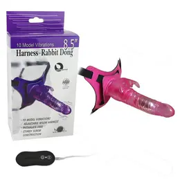 Strapon sa vibracijom 10 režima roze 18 cm