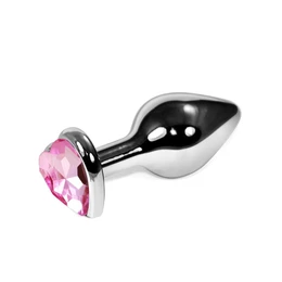 Analna čaura sa kristalom srce mala svetlo ružičasta 7 cm