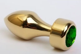 Analna čaura sa kristalom Gold Butt Plug Green 7,8 cm