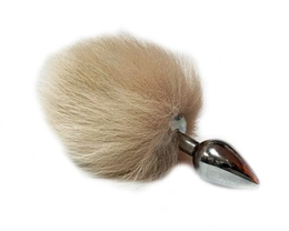 Mala analna čaura sa bež zečjim repom od 6,5 cm