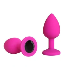 Analna čaura fuxija sa kristalom mala crna 7 cm