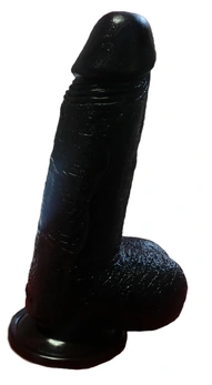 Realistični falus na usisnoj čaši sa skrotumom faak crni 21 cm