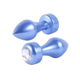 Analna čaura sa kristalom Butt Plug Blue 7,8 cm