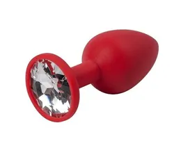 Analna čaura crvena sa Medium kristalom prozirna 8 cm