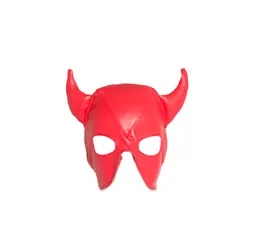 Maska sa rogovima i čipkom crvena
