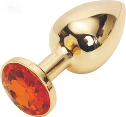 Velika zlatna kristalna analna čaura narandžasta 9 cm