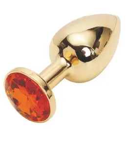 Analna čaura sa kristalom srednje zlato narandžasta 8 cm