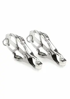Mr. Steel Squeezer Adjustable Nipple Clamps with Ring, Stainless Steel