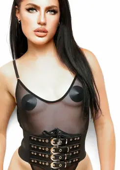 Kinky Diva pojas za struk sa kopčama, crni podesivi kaiš S/M