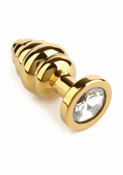 Mr. Steel Twister Small spiralni analni čep od nerđajućeg čelika sa kristalom na bazi