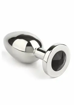 Mr. Steel metalni analni čep sa kristalom Medium, elegantna baza sa dragim kamenom
