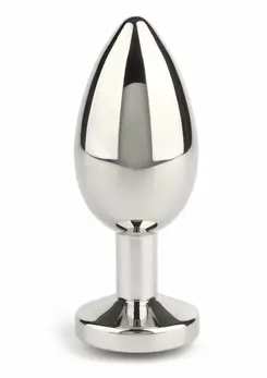 Mr. Steel metalni analni čep sa kristalom Medium, elegantna baza sa dragim kamenom