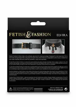 Fetish & Fashion Elvira podesiva ogrlica od PU kože sa rubinskim draguljem i zlatnim priveskom