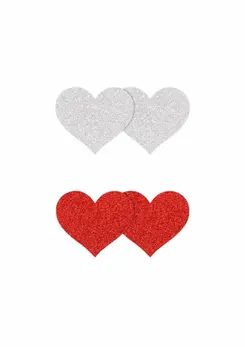 NS Novelties Pretty Pasties Glitter Hearts 2 para, svetlucavi samolepljivi pokrivači za bradavice