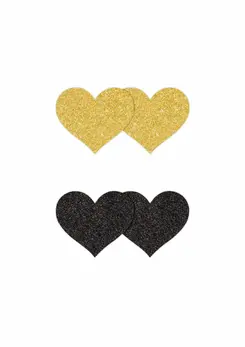 NS Novelties Pretty Pasties Glitter Hearts 2 Pair - Sparkling Adhesive Covers