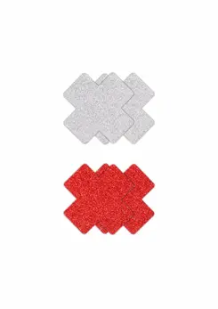 NS Novelties Pretty Pasties Glitter Cross 2 para svetlucave nalepnice za bradavice u obliku krsta