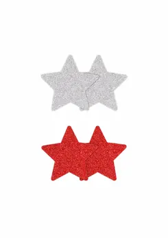 NS Novelties Pretty Pasties Glitter Stars 2 para, svetlucavi samolepljivi pokrivači za bradavice
