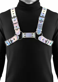 Cosmo Harness Rogue podesivi pojas za grudi sa srebrnim detaljima vinil M/L