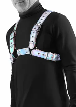 Cosmo Harness Rogue podesivi pojas za grudi sa srebrnim detaljima vinil M/L