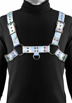 Cosmo Harness Dare podesivi pojas za grudi sa srebrnim detaljima od vinila L/XL