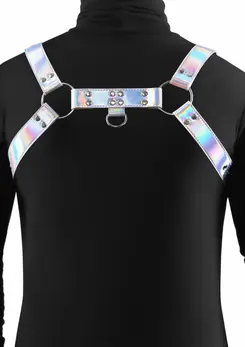 Cosmo Harness Dare Podesivi Vinilni Harness za Grudi Srebrni Detalji S/M