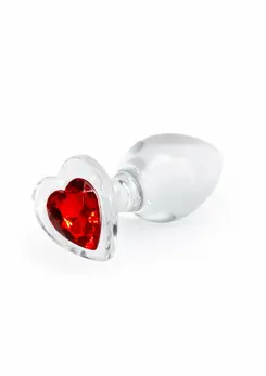 Crystal Desires Red Heart Medium Glass Plug - Borosilicate, Decorative