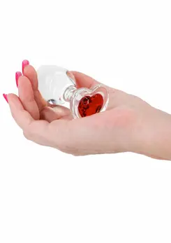 Crystal Desires Red Heart Medium Glass Plug - Borosilicate, Decorative