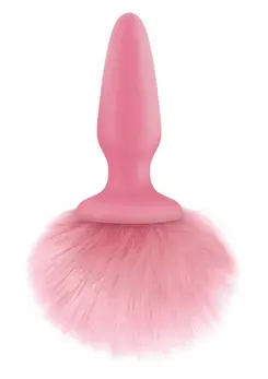Blush Bunny Tails Silicone Plug with Fluffy Tail, Pink, Medium