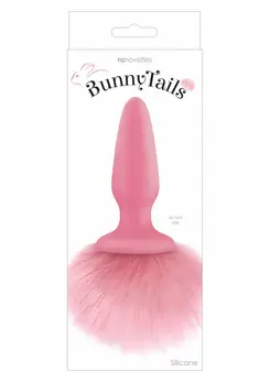 Blush Bunny Tails Silicone Plug with Fluffy Tail, Pink, Medium