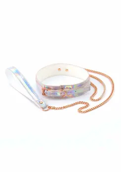 Cosmo Bondage Collar & Leash Holographic Vinyl Adjustable Set