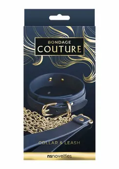 NS Novelties Bondage Couture Collar & Leash Set - Elegant Blue Design