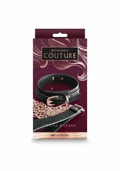 NS Novelties Bondage Couture Collar & Leash Set - Elegant Blue, Adjustable